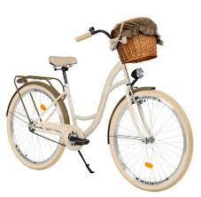 Rower MILORD 28'' 1-biegowy, kremowo-brązowy, komfortowy